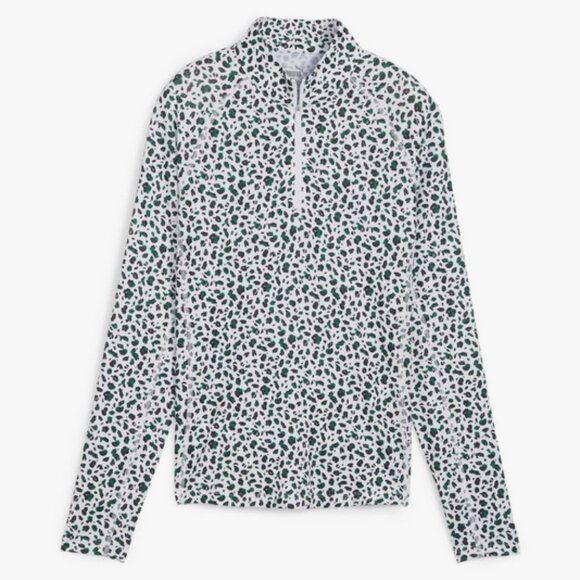 Puma Women's YouV Leopard Golf 1/4 Zip Green NWT - Picture 4 of 14